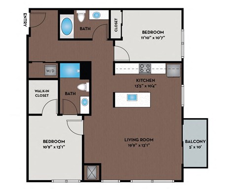a floor plan of a 1 story apartment with a bedroom and a living room